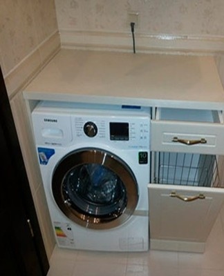 wasmachine in de badkamer