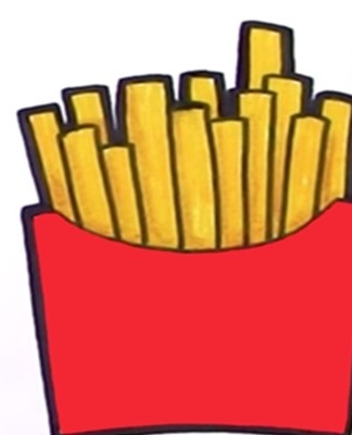 Les schémas de jouets sont basés sur l'image de pailles (pommes de terre frites) placées dans un bol.