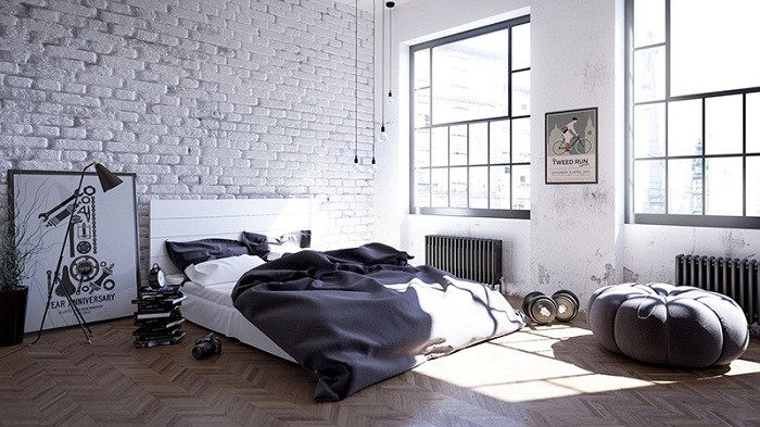 design de chambre de style loft noir