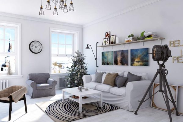 woonkamer in scandinavische stijl