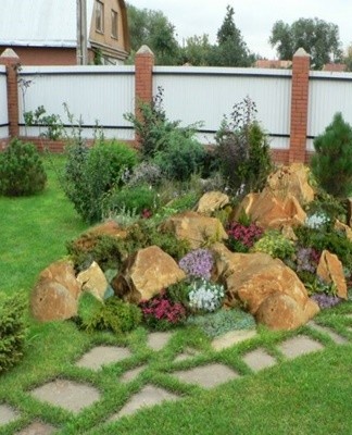 Planten die in een rotstuin zijn geplant, zijn gemakkelijk te verzorgen, vooral als de onkruidwortels bij het graven worden verwijderd.