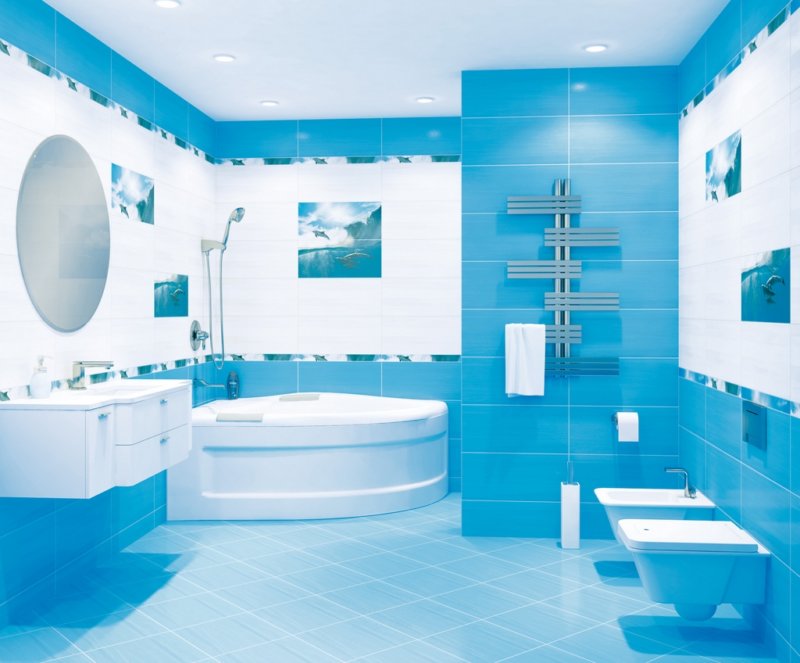 baignoire de style moderne de couleur bleue