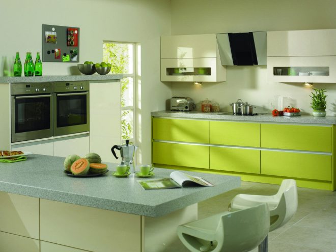 cuisine couleur citron vert style high-tech