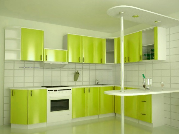 lime kleur keuken met grijs