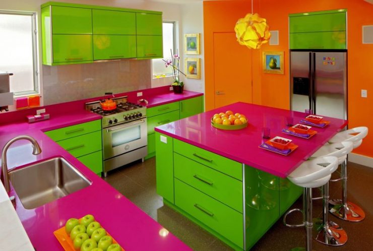 cuisine couleur citron vert style futurisme