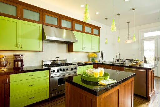 Cuisine couleur citron vert style Loft