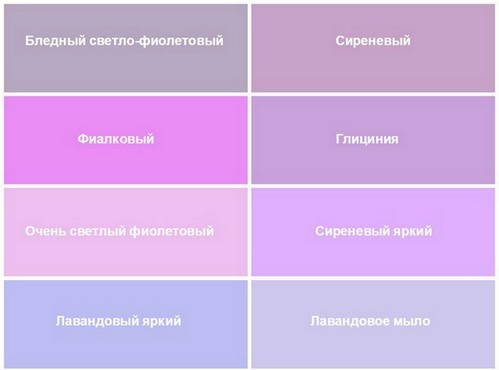 Paleta odstínů fialové a názvy barev, jak je získat mícháním